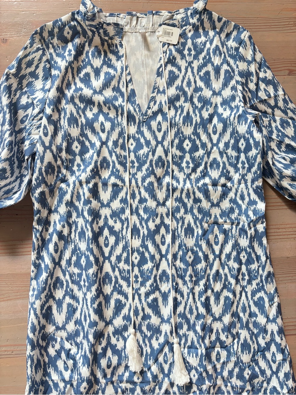 NWT Blue White Print Flowy Boho Maxi Dress - Picture 4 of 7